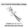 Zoro Swords Embroidery Design