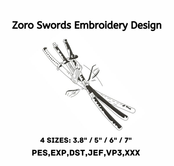 Zoro Swords Embroidery Design